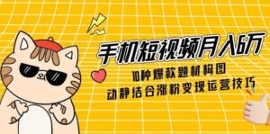 手机短视频月入6万,10种爆款题材构图,动静结合涨粉变现运营技巧-中创网_分享创业项目_助您在家赚钱