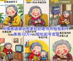 AI情感语录治愈老奶奶老爷爷短视制作,条条10万+,轻松起号变现-中创网_分享创业项目_助您在家赚钱