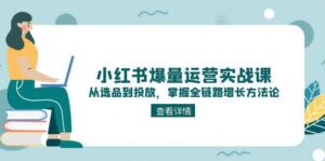 小红书爆量运营实战课:从选品到投放,掌握全链路增长方法论-中创网_分享创业项目_助您在家赚钱