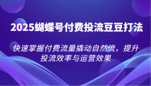 2025蝴蝶号付费投流豆豆打法,快速掌握付费流量撬动自然流,提升投流效率与运营效果-中创网_分享创业项目_助您在家赚钱