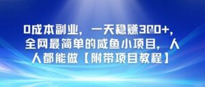0成本副业，一天稳入3张，全网最简单的咸鱼小项目，人人都能做【附带项目教程】-中创网_分享创业项目_助您在家赚钱
