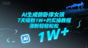 AI生成俯卧撑女孩，7天吸粉1W+的实操教程， 涨粉轻轻松松-中创网_分享创业项目_助您在家赚钱
