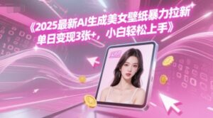 2025最新AI生成美女壁纸暴力拉新, 单日变现3张+,小白轻松上手-中创网_分享创业项目_助您在家赚钱