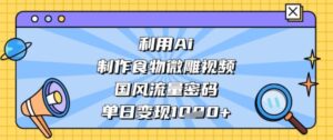 利用Ai制作食物微雕视频，国风流量密码，单日变现多张-中创网_分享创业项目_助您在家赚钱