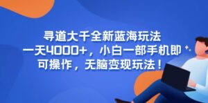 (15050期)寻道大千全新蓝海玩法,一天4000+,小白一部手机即可操作,无脑变现玩法!-中创网_分享创业项目_助您在家赚钱