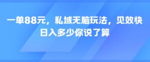 一单88元，私域无脑玩法，见效快，日入多少你说了算-中创网_分享创业项目_助您在家赚钱