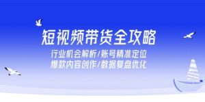 短视频带货全攻略,行业机会解析/账号精准定位/爆款内容创作/数据复盘优化-中创网_分享创业项目_助您在家赚钱