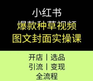 小红书爆款种草视频图文封面实操课,开店、选品、引流、变现全流程-中创网_分享创业项目_助您在家赚钱