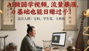 AI做国学视频，流量暴涨 ，0 基础也能日入多张-中创网_分享创业项目_助您在家赚钱