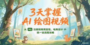 3天掌握AI绘图视频,从MJ 注册到商用变现,电商设计IP统一全流程攻略-中创网_分享创业项目_助您在家赚钱