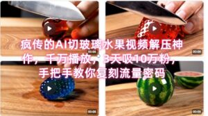 席卷全网!疯传的AI切玻璃水果视频解压神作,千万播放,3天吸10万粉,手把手教你复刻流量密码-中创网_分享创业项目_助您在家赚钱