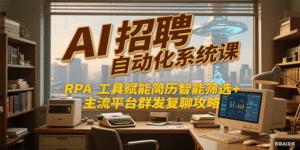 AI招聘自动化系统课,RPA工具赋能简历智能筛选+主流平台群发复聊全攻略-中创网_分享创业项目_助您在家赚钱