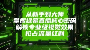 从新手到大师,掌握绿幕直播核心密码!解锁专业级视觉效果,抢占流量红利!-中创网_分享创业项目_助您在家赚钱