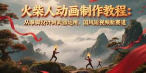 火柴人动画制作教程:从拳脚设计到武器运用,国风短视频新赛道-中创网_分享创业项目_助您在家赚钱
