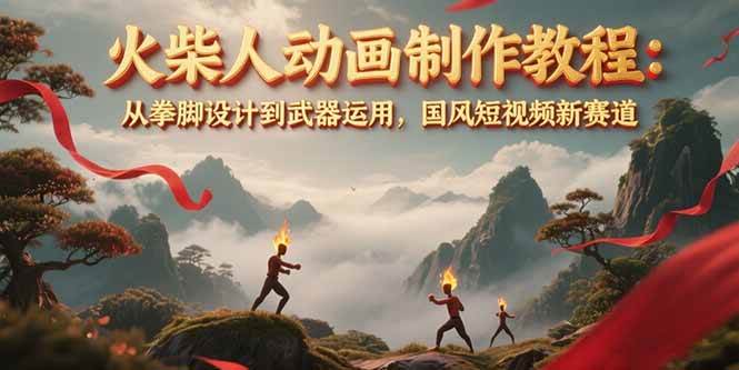 图片[1]-火柴人动画制作教程：从拳脚设计到武器运用，国风短视频新赛道