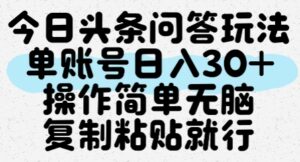 今日头条问答玩法,单账号日入30+,操作简单无脑复制粘贴就行-中创网_分享创业项目_助您在家赚钱
