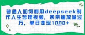 普通人如何利用deepseek制作人生哲理视频，条条播放量过W，单日变现多张-中创网_分享创业项目_助您在家赚钱