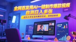 全网首发用AI一键制作爆款视频，自测日入多张，适合大学生宝妈兼职创业，保姆级教程-中创网_分享创业项目_助您在家赚钱