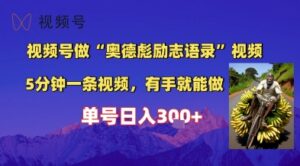 视频号做“奥德彪”经典语录,小白轻松上手,单人单号日入3张+-中创网_分享创业项目_助您在家赚钱