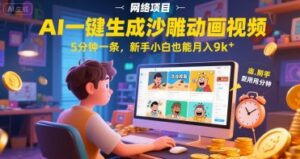 AI一件生成沙雕动画视频,5分钟一条,新手小白也能月入9k+-中创网_分享创业项目_助您在家赚钱