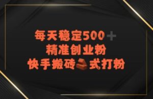 快手搬砖式打粉，每天稳定500+精准创业粉-中创网_分享创业项目_助您在家赚钱