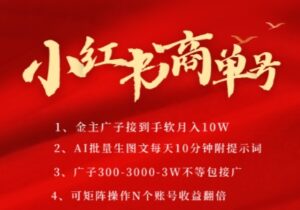 小红书商单号，AI轻松制作PLOG图文，商单接到手软3张-3k一条，每天轻松十分钟，矩阵n个账号，月入几个W-中创网_分享创业项目_助您在家赚钱