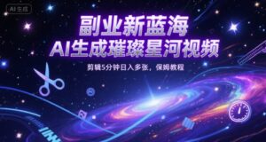 副业新蓝海，AI生成璀璨星河视频，剪辑5分钟日入多张，保姆教程-中创网_分享创业项目_助您在家赚钱