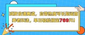 减肥食谱赛道，自带热度可长期运营，养老玩法，单日轻松搞定769-中创网_分享创业项目_助您在家赚钱