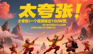 太夸张！一个视频接近100W赞，用AI制作西游记Vlog视频，全流程拆解来了(附万能提示词)-中创网_分享创业项目_助您在家赚钱