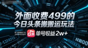 外面收费499的今日头条搬运玩法,有个老铁靠这个玩法单号总收益2w+-中创网_分享创业项目_助您在家赚钱