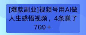 【爆款副业】视频号用 AI 做人生感悟视频，4 条挣了 7张+-中创网_分享创业项目_助您在家赚钱