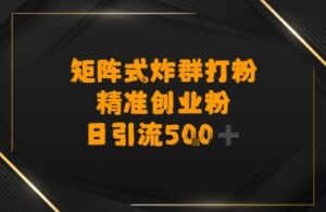 矩阵炸群打粉，日引流500+精准创业粉-中创网_分享创业项目_助您在家赚钱