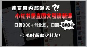 首富圈内部曝光小红书垂直图文引流新课,日吸300+创业粉,日入8张+,限时获取防封禁-中创网_分享创业项目_助您在家赚钱