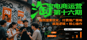淘宝电商运营第十六期,自然搜索优化,付费推广策略,底层逻辑+核心操作-中创网_分享创业项目_助您在家赚钱