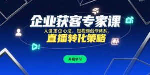 (15397期)企业获客专家课,人设定位心法,短视频创作体系,直播转化策略-中创网_分享创业项目_助您在家赚钱