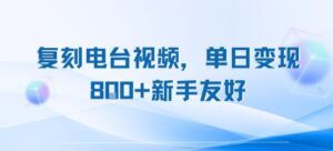 复刻电台视频，单日变现8张+新手友好，长期可做-中创网_分享创业项目_助您在家赚钱