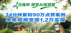 任推邦·即梦AI变现营,34分钟复刻90万点赞案例,单条视频变现1.2万实操-中创网_分享创业项目_助您在家赚钱
