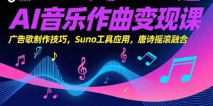 （15370期）AI音乐作曲变现课，广告歌制作技巧，Suno工具应用，唐诗摇滚融合-中创网_分享创业项目_助您在家赚钱