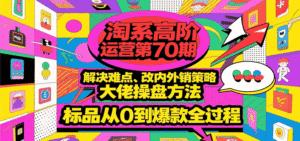 淘系高阶运营第70期,解决难点、改内外销策略,大佬操盘方法,标品从0到爆款全过程-中创网_分享创业项目_助您在家赚钱