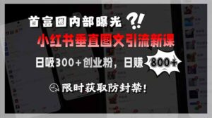 (15313期)首富圈内部曝光小红书垂直图文引流新课,日吸300+创业粉,日赚800+,限…-中创网_分享创业项目_助您在家赚钱