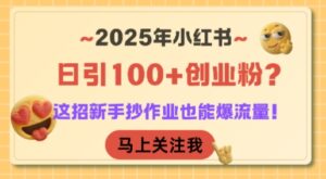 2025年小红书日引100+创业粉?这招新手抄作业也能爆流量!-中创网_分享创业项目_助您在家赚钱