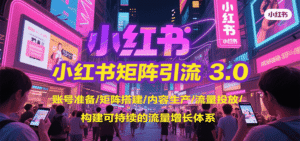 小红书矩阵引流3.0,账号准备/矩阵搭建/内容生产/流量投放/构建可持续的流量增长体系-中创网_分享创业项目_助您在家赚钱