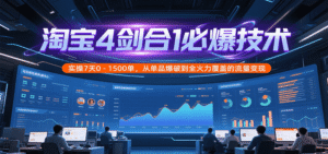 淘宝4剑合1必爆技术,实操7天0-1500单,从单品爆破到全火力覆盖的流量变现-中创网_分享创业项目_助您在家赚钱