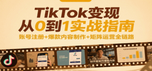 TikTok变现从0到1实战指南:账号注册+爆款内容制作+矩阵运营全链路-中创网_分享创业项目_助您在家赚钱