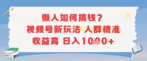 懒人如何搞钱？视频号新玩法，人群精准收益高，日入多张-中创网_分享创业项目_助您在家赚钱