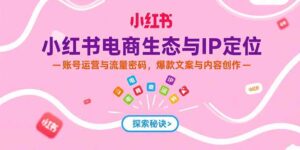 (15350期)小红书电商生态与IP定位,账号运营与流量密码,爆款文案与内容创作-中创网_分享创业项目_助您在家赚钱