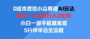 0成本微信小众赛道AI玩法，每天1-2小时日入2张，小白一部手机就能做，5分钟学会全流程-中创网_分享创业项目_助您在家赚钱