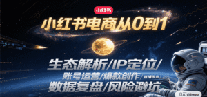 小红书电商从0到1：生态解析/IP定位/ 账号运营/爆款创作/直播带货/数据复盘/风险避坑-中创网_分享创业项目_助您在家赚钱