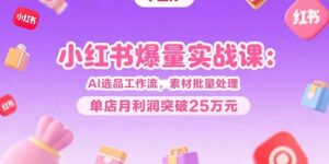 (15462期)小红书爆量实战课:AI选品工作流,素材批量处理,单店月利润突破25万元-中创网_分享创业项目_助您在家赚钱