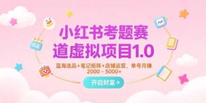 (15398期)小红书考题赛道虚拟项目1.0,蓝海选品+笔记矩阵+店铺运营,单号月赚5000+-中创网_分享创业项目_助您在家赚钱